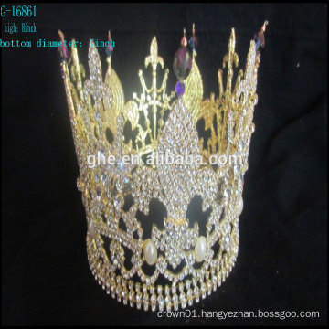 Wholesale new crown king tiara crystal beads round pageant crowns